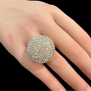 Luxurious Gold Crystal Dome Stretch Ring